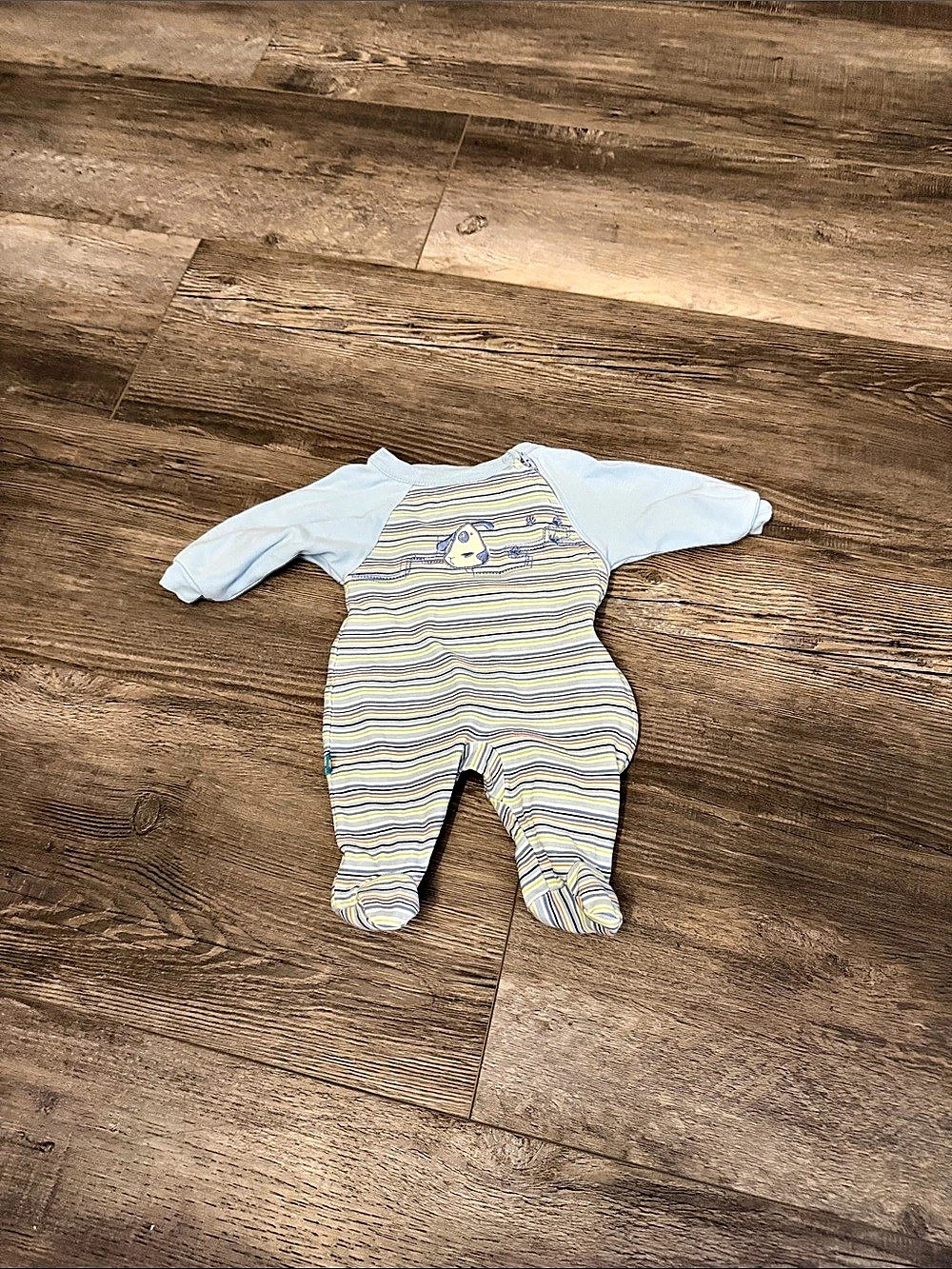 LuvGear Striped Footie in Blue & Yellow Newborn Like New